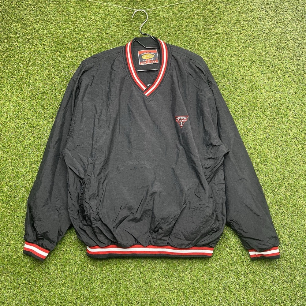Vintage Guess Golf Windbreaker Mens Large Pullover Jacket V Neck 90s 2000s